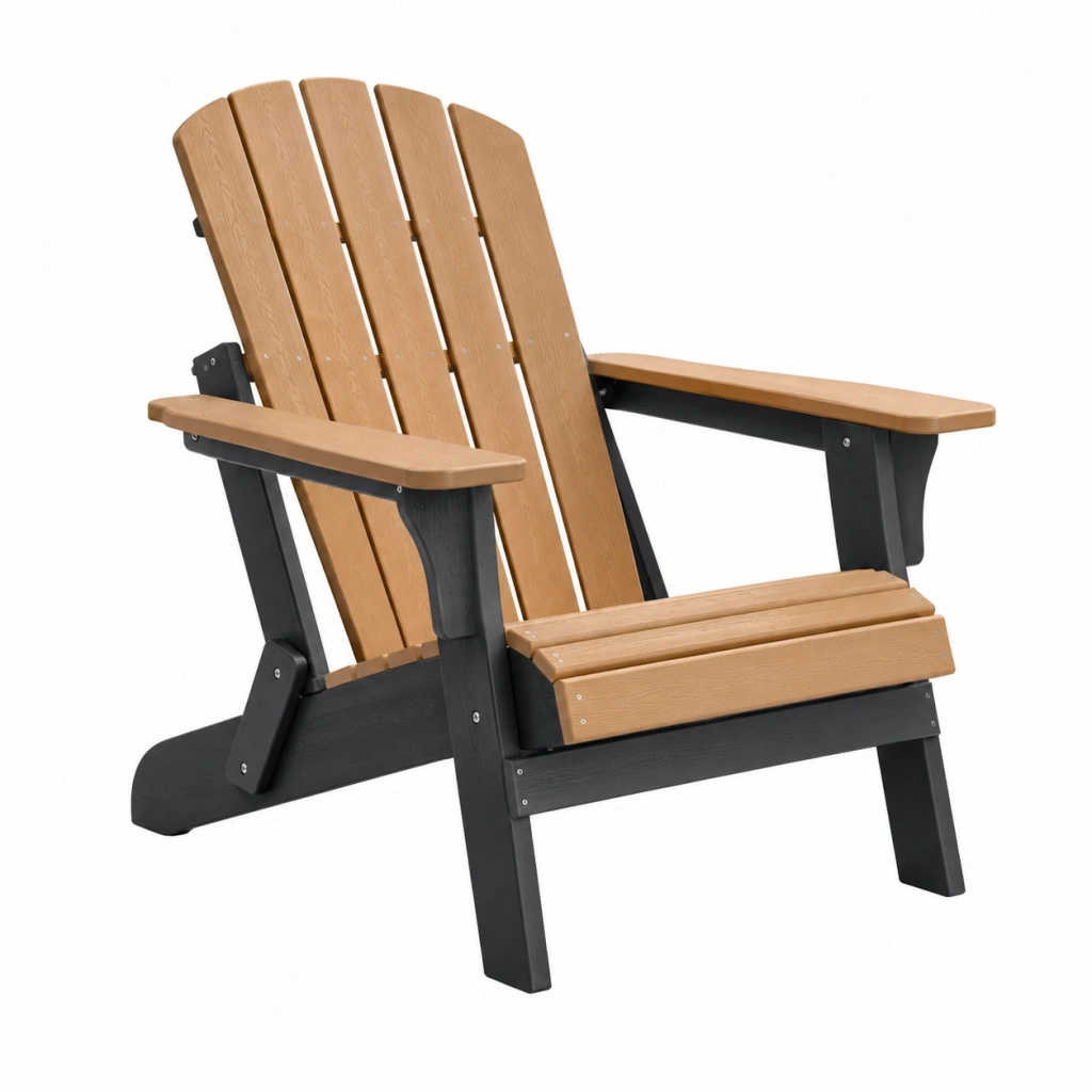 Adirondack Gartenstuhl 83 x 75 x 98 cm Kunststoff Holzoptik Braun Schwarz mit Armlehnen