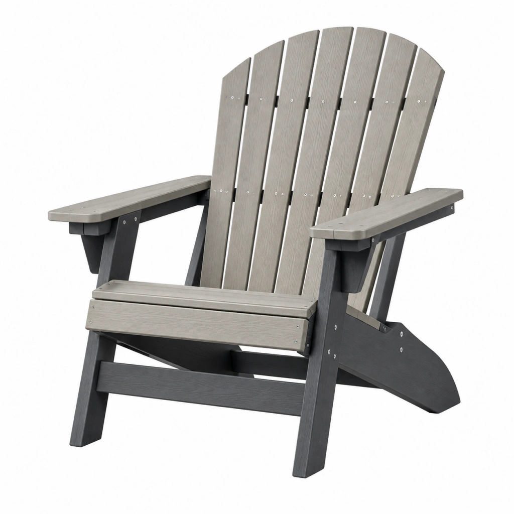 Adirondack Gartenstuhl 80 x 94 x 98 cm Kunststoff Grau Holzoptik mit breiten Armlehnen