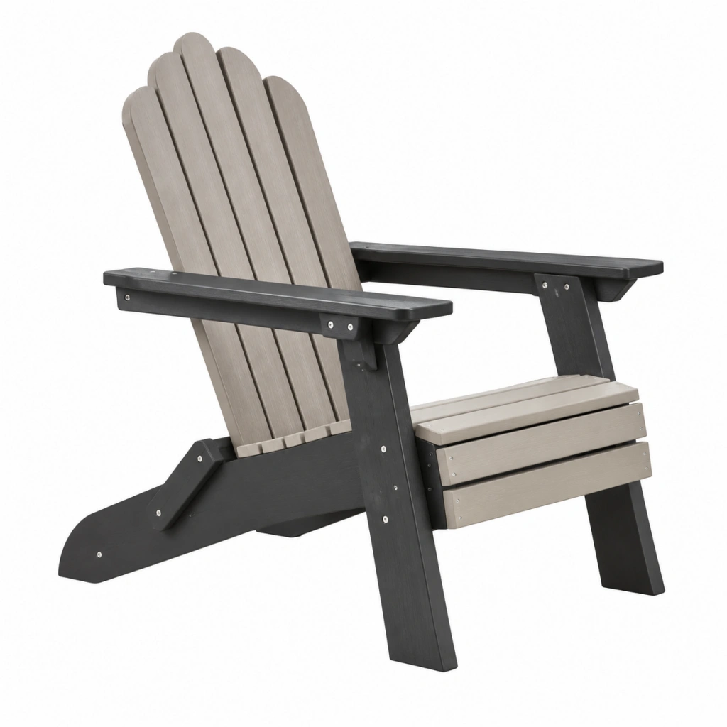 Adirondack Gartenstuhl 83 x 79 x 95 cm Kunststoff Grau Schwarz mit breiten Armlehnen