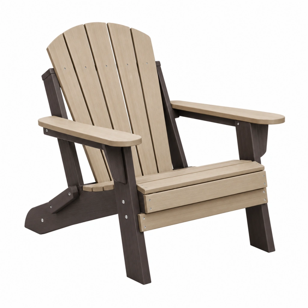 Adirondack Gartenstuhl 83 x 76 x 97 cm aus Kunststoff Beige Dunkelbraun mit Armlehnen