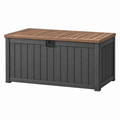 Aufbewahrungsbox 120 x 60 x 64 cm Kunststoff Anthrazit/Braun für Garten wetterbeständig