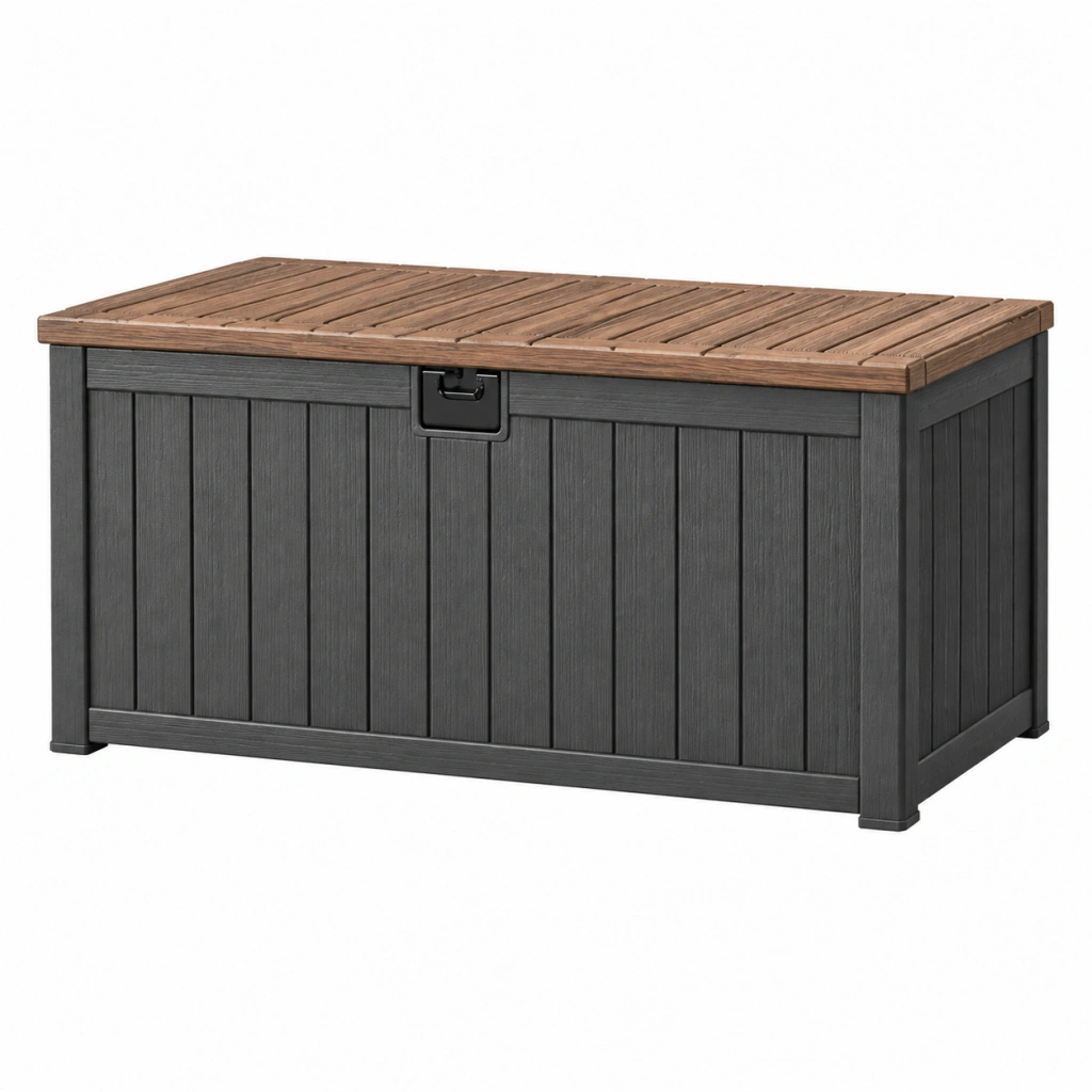 Aufbewahrungsbox 120 x 60 x 64 cm Kunststoff Anthrazit/Braun für Garten wetterbeständig