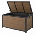 Garten-Aufbewahrungsbox 120 x 60 x 63 cm Braun Schwarz aus Stahl und Holz-Kunststoff-Verbundmaterial mit Klappdeckel
