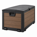 Aufbewahrungsbox 80 x 50 x 50 cm Kunststoff Schwarz/Braun mit Rollen und Klappdeckel