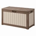 Garten Aufbewahrungsbox 120 x 60 x 63 cm Kunststoff Braun Beige mit Klappdeckel