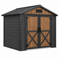Gartenhaus 213 x 127 x 185 cm aus Kunststoff und Metall in Anthrazit Braun - Gerätehaus mit Doppeltür