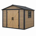 Gartenhaus 213 x 130 x 185 cm Kunststoff Holzoptik Braun Schwarz mit Doppeltür und Fenster