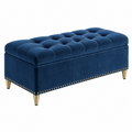 Polsterbank 120 x 45 x 48 cm Samt Dunkelblau mit Stauraum Chesterfield-Stil