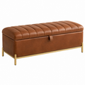 Sitzbank mit Stauraum 120 x 45 x 45 cm Kunstleder Braun Gold - gepolsterte Aufbewahrungsbank