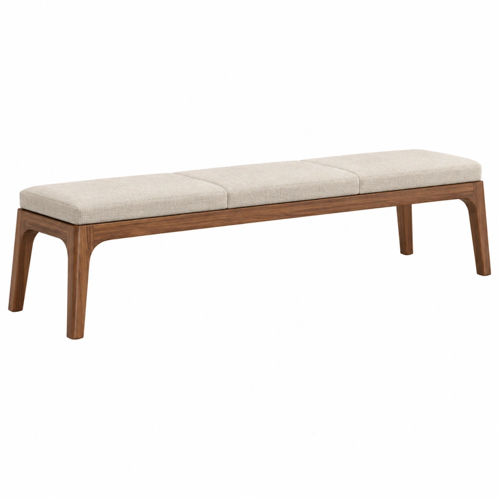 Sitzbank 160 x 45 x 46 cm Holz Beige gepolstert im modernen Stil
