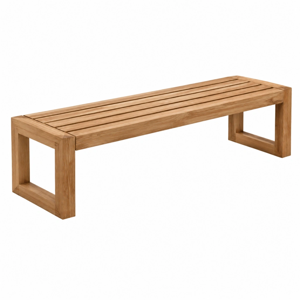 Gartenbank 150 x 40 x 45 cm aus Massivholz in Natur - Lattenoptik für Außenbereiche