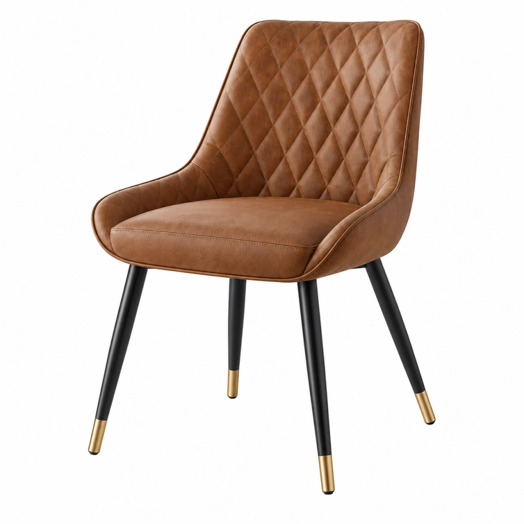 Esszimmerstuhl 55 x 60 x 84 cm Kunstleder Braun gepolstert Steppdesign