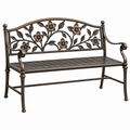 Gartenbank 123 x 62 x 96 cm Metall Bronze mit Blumenmuster